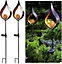 2 x Aura Flame Globe Stake Lights - Solar Powered Zen Style Outdoor Garden Metal LED Globe Light - Measures H91 x W16.8 x D7.2cm