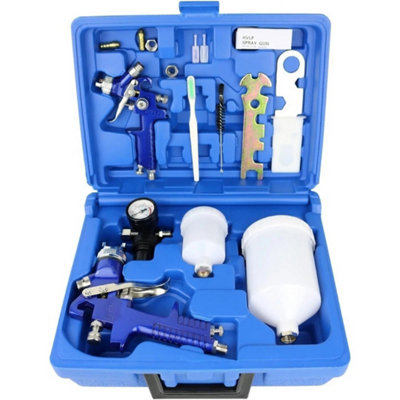2 x Auto Paint HVLP Air Spray Gun Kit Gravity Feed Car Primer 0.8/1.4mm ...