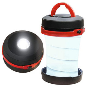 2 x Battery Powered Folding Lanterns - Pop Up Portable Camping Torch Lights with Carry or Hanging Handle - Each H13 x 8.5cm