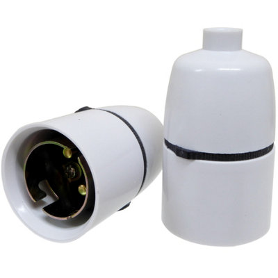 2 x BC Bayonet B22 Pendant Lampholder with Short Skirt T2 Rated White