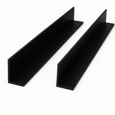 2 x Black 1 Metre UPVC Plastic Rigid Angle 50 x 25mm Corner Cover Trim ...