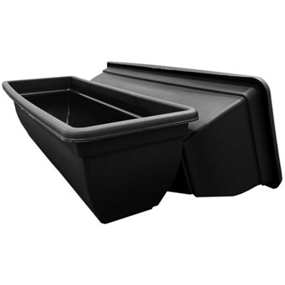 2 x Black 60cm Bellpot Trough Winchester Plastic Plant Flower Pot For Windows, Gardens & Patios