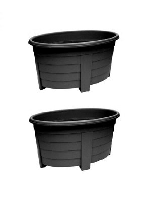 2 x Black Oval Planter Trough 55cm