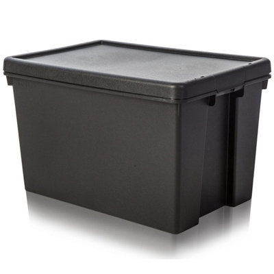 2 x Black recycled plastic 45L Storage Box