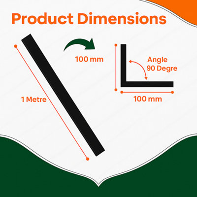 2 x Black Rigid Angle 100mm x 100mm x 1 Metre