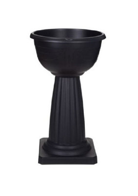 2 x Black Venetian Jardiniere Plant Pot Round Plastic Pedestal Flower Planter Bowl