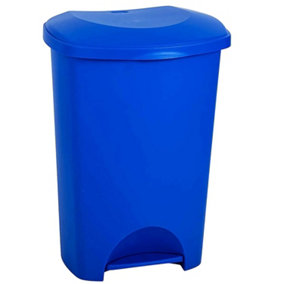 2 x Blue 50L Recycling Commercial Medical Utility Waste Trash Pedal Bins With Hands Free Foot Pedal Operation