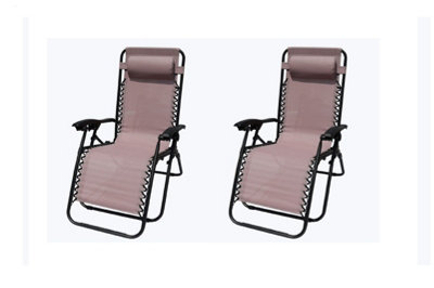 2 x Blush Pink Zero Gravity Chair Lounger