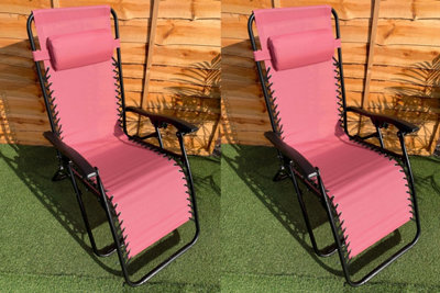 2 x Blush Pink Zero Gravity Chair Lounger - 6