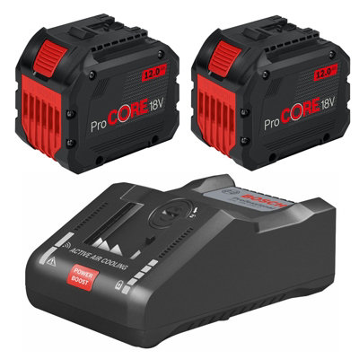 2 x Bosch ProCORE GBA 18v 12.0Ah Lithium Ion Batteries & Charger Kit 1600A016GZ - 4