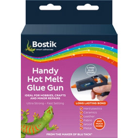 2 x Bostik Handy Mini Hot Melt Glue Gun + 2 Free Glue Sticks