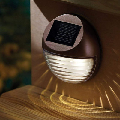 2 X Brown Decorative Wireless Garden Solar Lights - Weatherproof - Ideal For Fence Step Gutter Wall Lamps