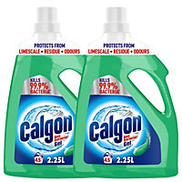 2 x Calgon Antibacterial Gel Washing Machine Softener 2.25 Litres Total 4.5L