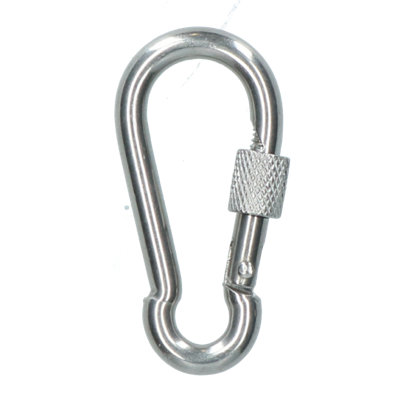 2 x Carabiner Carbine Hook with Screw Gate 6mm MARINE GRADE Stainless Steel