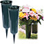 2 x Cemetery Vases - Weather Resistant Plastic Spiked Memorial Grave Vase for Fresh or Artificial Flowers - Each H25.5 x 7.5cm