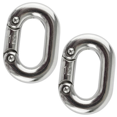 2 x Chain Connecting Link 12mm Marine Grade Stainless Steel Split Shackle DK73