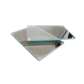 2 x Clear Glass Worktop Saver Kitchen Chopping Board 20x30
