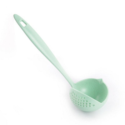 2 x Colander Ladles - Dishwasher Safe Serving Spoon Kitchen Utensil with Pouring Lip, Strainer & Hanging Hole