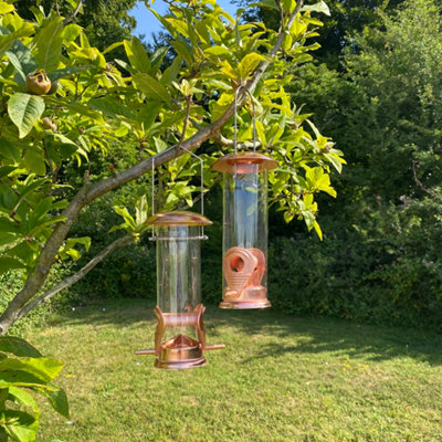 2 x Copper Style Hanging Bird Seed Feeders with 2 Feeding Ports - 6