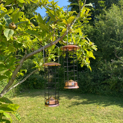 2 x Copper Style Hanging Bird Suet Fat Ball Feeder