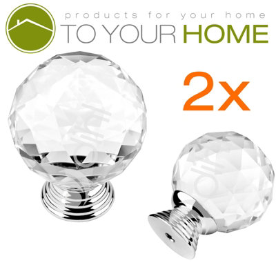 2 x Crystal Door Knobs Globe Clear Cabinet Drawer Wardrobe Handle (CRY01-2) Price Comparisons | Compare The Build
