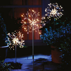 2 x Dandelion Stake Lights - Battery Powered Weatherproof Flower Design Outdoor Garden Lighting with 120 LEDs & Timer - H80 x 26cm