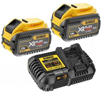 2 x Dewalt DCB547 18v / 54v XR Flexvolt 9.0ah Battery + DCB116 Fast Charger