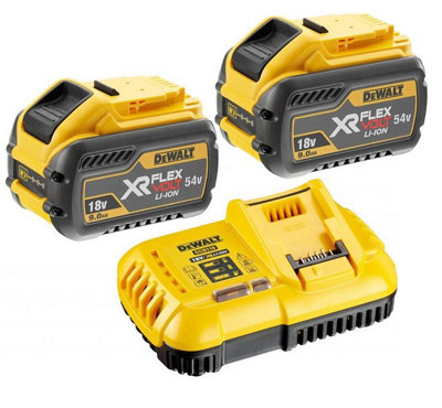 2 x Dewalt DCB547 18v / 54v XR Flexvolt 9.0ah Battery + DCB118 Fast Charger