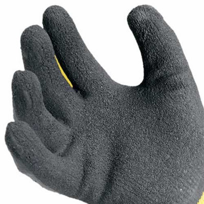 2 x Dewalt DPG70L EU Yellow Knit Back Latex Gloves - Large DEWGRIPPER