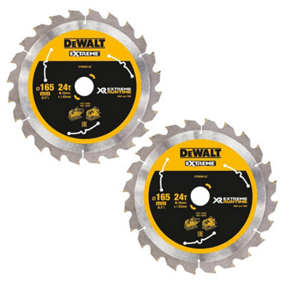 2 X Dewalt DT99560 165mm x 20mm 24T Extreme Runtime FlexVolt Plunge Saw Blades