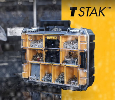 2 x Dewalt DWST82968-1 TSTAK Watersealed Stackable Tool Fixing Organiser Case - 6