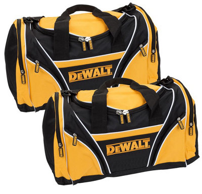 2 x Dewalt Tool Bag 8" 46cm Toolbag Yellow Black Open Top DIY Gym Tools Holdall