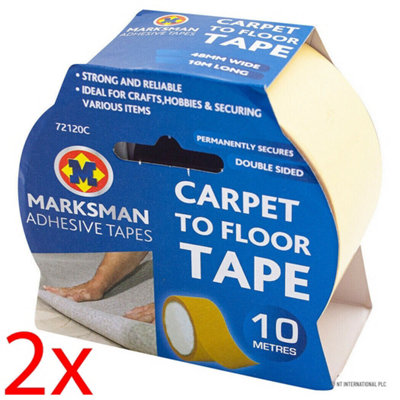 2 X Double Sided Carpet To Floor Tape Adhesive Strong Sticky Rug 48mm X 10m New