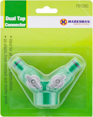 2 X Dual Tap Connector Garden Watering Water Hose Pipe Splitter Adaptor Plastic