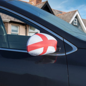 2 x England Flag Car Wing Mirror Covers - St George's Cross Supporter Decorations for Football World Cup, Euros, Rugby Six Nations