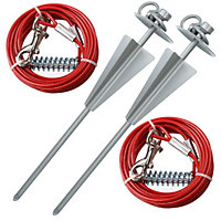 2 X Extra Strong Dog Stake Out SpikeS & 2X 15ft Weather Resistant Tie-Out Cable