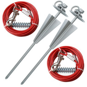 2 X Extra Strong Dog Stake Out SpikeS & 2X 20ft Weather Resistant Tie-Out Cable