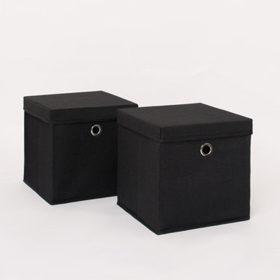 Black fabric shop storage boxes