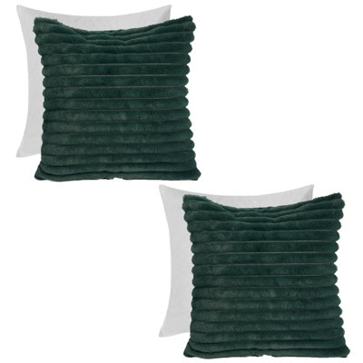 ANRODUO 2 Pack Christmas Green Chenille Pillow Covers - 18x18 Inch Soft Decorative Square Covers For Couch