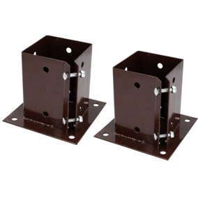 2 x Fence Post Decking Bolt Down Support Holder Clamp For Posts 100mm x 100mm