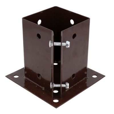 2 x Fence Post Decking Bolt Down Support Holder Clamp For Posts 100mm x ...