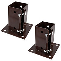 2 x Fence Post Decking Bolt Down Support Holder Clamp For Posts 75mm x 75mm