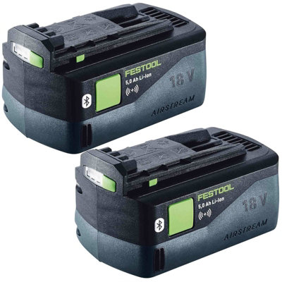 2 x Festool 577660 18V 5.0Ah Lithium Battery BP18 5Ah AirStream Bluetooth Pack