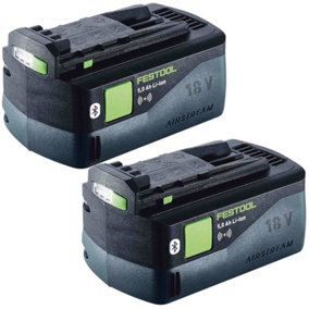 2 x Festool 577660 18V 5.0Ah Lithium Battery BP18 5Ah AirStream Bluetooth Pack