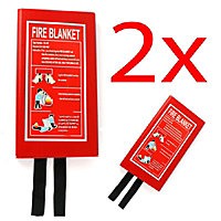 2 X Fire Blanket Home Safety 1m X1m Quick Release Protection Kitchen Office Case