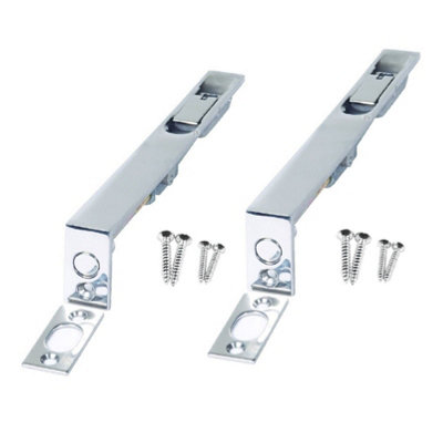 2 x Flush Bolt Door Locks Polished Chrome 150mm Lever Slide for Double Doors