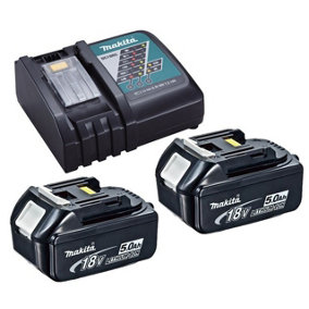 2 x Genuine Makita 18V 5.0Ah LXT Lithium Battery BL1850 + DC18RC Fast Charger