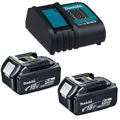 2 x Genuine Makita 18V 5.0Ah LXT Lithium Battery BL1850 + DC18SD 240v Charger