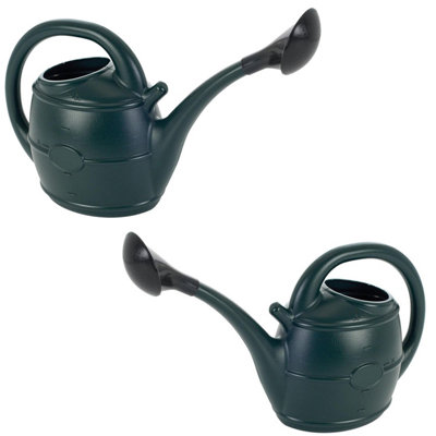 2 x Green 10L Watering Cans With Sprinkler Rose Head For Outdoor Indoor & Garden Use