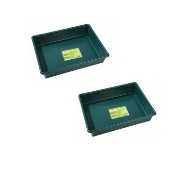 2 x Green Deep Gravel Potting Tray Garland Plant Pot Greenhouse Tray 53 x 40 x 9.5cm